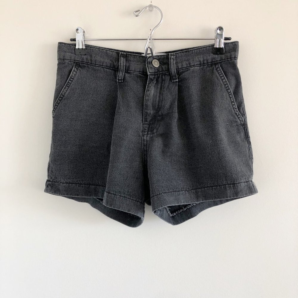 ASOS High Waist Denim Shorts 30 Mom Pleated